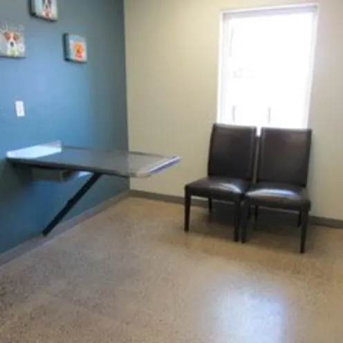 Exam room with metal table